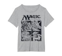 Magic: The Gathering Creature Box Up Camiseta, Mujer Tallas Grandes, Gris Jaspeado, 4XL Grande