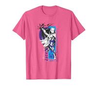 Magic: The Gathering Jace Beleren Ready To Fight Manga Logo Camiseta, Hombre, Rosa Jaspeado, M