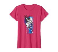 Magic: The Gathering Jace Beleren Ready To Fight Manga Logo Camiseta, Mujer, Rojo Jaspeado, S