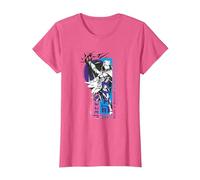 Magic: The Gathering Jace Beleren Ready To Fight Manga Logo Camiseta, Mujer, Rosa Jaspeado, XS