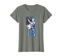 Magic: The Gathering Jace Beleren Ready To Fight Manga Logo Camiseta, Mujer, Verde Militar Jaspeado, XS