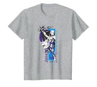 Magic: The Gathering Jace Beleren Ready To Fight Manga Logo Camiseta, Niños, Gris Jaspeado, 12 años