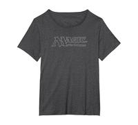 Magic: The Gathering- Magic Classic Logo Silver Camiseta, Mujer Tallas Grandes, Jaspeado Oscuro, 1XL Grande