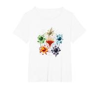 Magic: The Gathering Mana Symbols Epic Poster Camiseta, Mujer Tallas Grandes, Blanco, 1XL Grande