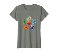 Magic: The Gathering Mana Symbols Epic Poster Camiseta, Mujer, Verde Militar Jaspeado, L