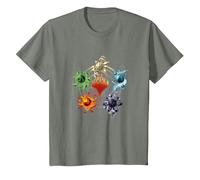 Magic: The Gathering Mana Symbols Epic Poster Camiseta, Niños, Verde Militar Jaspeado, 12 años