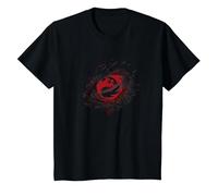 Magic: The Gathering Red Classic Mana Symbol Chest Poster Camiseta, Niños, Negro, 10 años