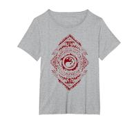 Magic: The Gathering Red Mountain Mana Camiseta, Mujer Tallas Grandes, Gris Jaspeado, 1XL Grande