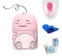 Magic Toilet Cleaning Bottle, Cute Dinosaur-Shaped Toilet Bowl Cleaner Bottle, Ocean, Jasmine, and Peach Scent, Carrying Rope Design Not Dirty Hands, Deep Cleaning & Stain Prevention (Pink)