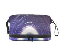 Magic Tree and Star Trails - Neceser de doble capa para mujeres y niñas, neceser de viaje, bolsa organizadora de maquillaje con compartimento para brochas, multicolor, 27x15x14 cm/10.6x5.9x5.5 in,