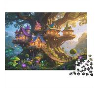 Magic Treehouse Jigsaw Puzzles 1000 Piezass Material Reciclable Fairy Forest Puzzles para Ancianos Relieve Senile Dementia Divertido Juego Familiar Actividad Home 70x50cm/1000pcs