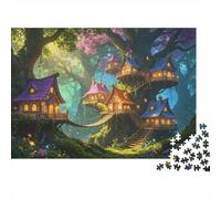 Magic Treehouse Puzzle 1000 Piezas Reciclado Fantasy Forest Puzzle for Adultos Puzzle Juego Accesorios Imposible Difícil Difícil Desafiante Divertido Juego 38x26cm/1000pcs