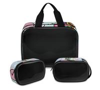 Magic Unicorn - Bolsa de maquillaje para mujeres y hombres, bolsa de cosméticos translúcida de unicornio, bolsa de baño, bolsa de ducha, 3 piezas de aseo de viaje, organizador de cosméticos, color,