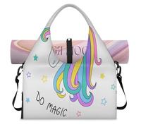 Magic Unicorn - Bonita bolsa deportiva de lona para mujeres y hombres, bolsa de fin de semana con compartimento para zapatos, bolsa de hombro para yoga, gimnasio, viajes, color, L, Organizador de