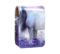 Magic Unicorn - Estuche portátil para pintalabios de viaje, mini caja de almacenamiento de lápiz labial con espejo para mujeres y mujeres, bolsa de cosméticos de cuero, Varios colores, 9.5x2x7 cm/3.7x0.8x2.7 in