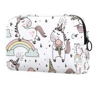 Magic Unicorn Rainbow and Ice Cream - Neceser para mujer, neceser de viaje, bolsa organizadora de maquillaje grande con cremallera, multicolor, 18.5x7.5x13cm/7.3x3x5.1in, Neceser