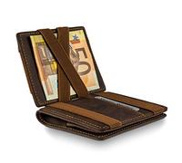 Magic Wallet Cartera Todo en Orden Bolsillo AirTag Monedero Grande Marrón