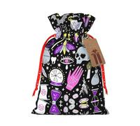 Magic Witch - Bolsa de Navidad práctica con estampado de dibujo bohemio con cordón, 4.7 x 6.9 pulgadas para Navidad, Halloween
