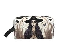 Magic Witch Witchcraft Bohemian Drawing Print - Bolsa de cosméticos de gran capacidad para mujeres, bolsa de aseo para hombre, bolsa de aseo de viaje, White, Talla única