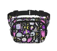 Magic Witch Witchcraft Bohemian Drawing Print Square Double Layer Funcionalidad Riñonera Unisex Crossbody Pack Travel Workout, Negro -, Talla única