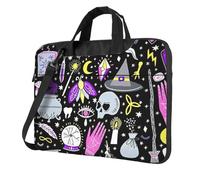 Magic Witch Witchcraft Bohemian Drawing Print Ultra-Thin Portable Laptop Bag Shoulder Bags For Women Men Weekend Travel Casual, Black, 15.6 inch