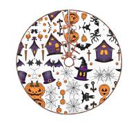 Magic Witch Witchcraft Bohemian Drawing Printed Trim Imitation Hemp Christmas Tree Skirt - Decoración de árbol de Navidad para fiestas familiares (30 pulgadas)