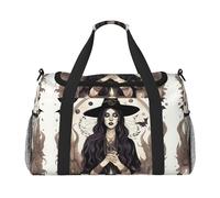 Magic Witch Witchcraft - Bolsa de lona grande con estampado de dibujo bohemio, bolsa de viaje para fin de semana para mujer, bolsa de mano, Negro -, Talla única