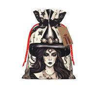 Magic Witch Witchcraft - Bolsa de Navidad con estampado bohemio con cierre de cordón, 4.7 x 6.9 pulgadas para fiesta de Navidad, regalo de cumpleaños