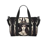 Magic Witch Witchcraft - Bolsa de transporte versátil con estampado bohemio, ideal para negocios, deportes, estancias de fin de semana, color negro, talla única, Black, Talla única