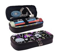 Magic Witch Witchcraft - Estuche de cuero impreso para lápices, gran capacidad, bonito estuche organizador de cosméticos con cremallera, Black, Talla única, Estuche de belleza