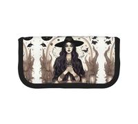 Magic Witch Witchcraft - Estuche pequeño para lápices, diseño bohemio, estuche para lápices estético, estuche de almacenamiento para bolígrafos, oficina, Black, Talla única, Organizador de bolsas