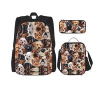 Magic Witch Witchcraft - Mochila de dibujo bohemio para niñas, mochilas escolares con lonchera y estuche para lápices, juego de bolsas escolares 3 en 1, Muchos perros, Talla única