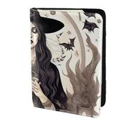 Magic Witch Witchcraft - Soporte para pasaporte con impresión de dibujo bohemio, artículos esenciales de viaje, cartera antirrobo para tarjetas y pasaportes, tamaño para adaptarse a todos los