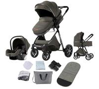 Magic ZC Carrito Bebe 3 en 1, Carro 3 Piezas con Diseño Portátil Plegable de Un Clic, Cochecito Tres Piezas con Empuje Reversible de Dos Vías, Carricoche Bebe con Accesorios (V9 Deep Grey)