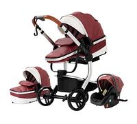 Magic ZC Carrito Bebe 3 en 1, Carro de Bebe 3 Piezas con Empuje Reversible de Dos Vías, Carrito con Diseño Portátil Plegable de Un Clic, Cochecito 3 Piezas con Accesorios (rojo 518)