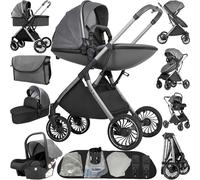 Magic ZC Carrito Bebe 4 en 1, Carro Bebe 4 Piezas Plegado Conveniente con Un Solo Clic, Carrito Bebes con Modo de Doble Empuje Reversible, Cochecito Bebes 3 Piezas Paisaje Alto (688 Deep Grey)