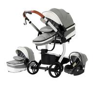 Magic ZC Cuero PU Carrito Bebe 3 en 1, Carro 3 Piezas con Diseño Portátil Plegable de Un Clic, Cochecito Tres Piezas con Empuje Reversible de Dos Vías, Carricoche Bebe con Accesorios (518 Grey)