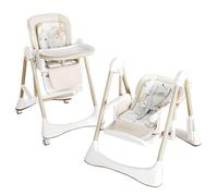 Magic ZC Modo de Comedor 2 en 1 y Modo Swing Trona para Bebé Silla de Comedor para con 5 Alturas Ajustables y 3 Posiciones Reclinables Convertible Plegable Multifuncional (8121 White)