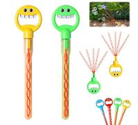 Magical 5 Claw Smiley Bubble Stick, 32-Hole Smiley Face Bubble Wand with Five Claws, Bubble Claw Wand with Bubbles Refill, Bubble Machine for Summer Outdoors (Yellow+Green)