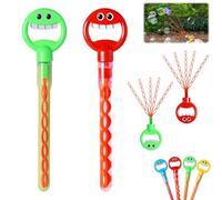 Magical 5 Claw Smiley Bubble Stick, 32-Hole Smiley Face Bubble Wand with Five Claws, Bubble Claw Wand with Bubbles Refill, Bubble Machine for Summer Outdoors (Red+Green)