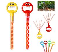 Magical 5 Claw Smiley Bubble Stick, 32-Hole Smiley Face Bubble Wand with Five Claws, Bubble Claw Wand with Bubbles Refill, Bubble Machine for Summer Outdoors (Red+Yellow)