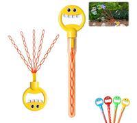 Magical 5 Claw Smiley Bubble Stick, 32-Hole Smiley Face Bubble Wand with Five Claws, Bubble Claw Wand with Bubbles Refill, Bubble Machine for Summer Outdoors (Yellow)