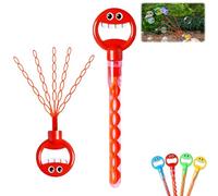 Magical 5 Claw Smiley Bubble Stick, 32-Hole Smiley Face Bubble Wand with Five Claws, Bubble Claw Wand with Bubbles Refill, Bubble Machine for Summer Outdoors (Red)