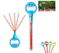Magical 5 Claw Smiley Bubble Stick, 32-Hole Smiley Face Bubble Wand with Five Claws, Bubble Claw Wand with Bubbles Refill, Bubble Machine for Summer Outdoors (Blue)
