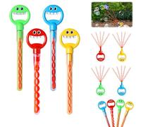 Magical 5 Claw Smiley Bubble Stick, 32-Hole Smiley Face Bubble Wand with Five Claws, Bubble Claw Wand with Bubbles Refill, Bubble Machine for Summer Outdoors (4Pcs)