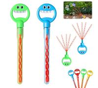 Magical 5 Claw Smiley Bubble Stick, 32-Hole Smiley Face Bubble Wand with Five Claws, Bubble Claw Wand with Bubbles Refill, Bubble Machine for Summer Outdoors (Blue+Green)