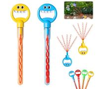 Magical 5 Claw Smiley Bubble Stick, 32-Hole Smiley Face Bubble Wand with Five Claws, Bubble Claw Wand with Bubbles Refill, Bubble Machine for Summer Outdoors (Yellow+Blue)