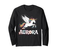 Magical Aurora Unicornio Niña Primer Nombre Diseño Manga Larga