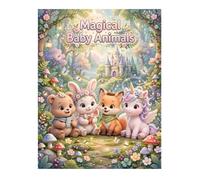 Magical Baby Animals Coloring Book: 50 Enchanted 3D Fairy Tale Adventures | Cozy & Cute Chibi Animals in Mushroom Houses, Castles & Cloud Worlds for Kids Ages 3-9