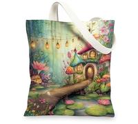 Magical - Bolsa de lona encantada, bolsas de compras reutilizables encantadas, bolsas ligeras con correa para el hombro, color verde, 13 x 15 pulgadas